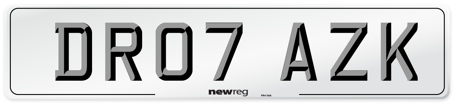 DR07 AZK Number Plate from New Reg
